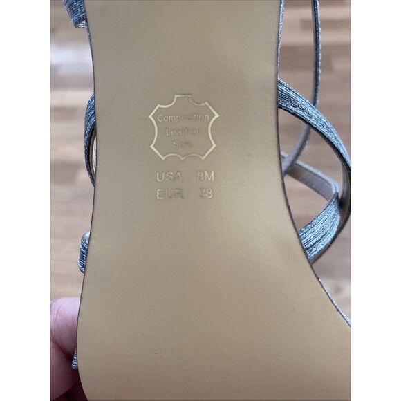 Nina Neptune Women's Silver Metallic Strappy Evening Dress Sandals Size 8M NIB - Picture 12 of 15